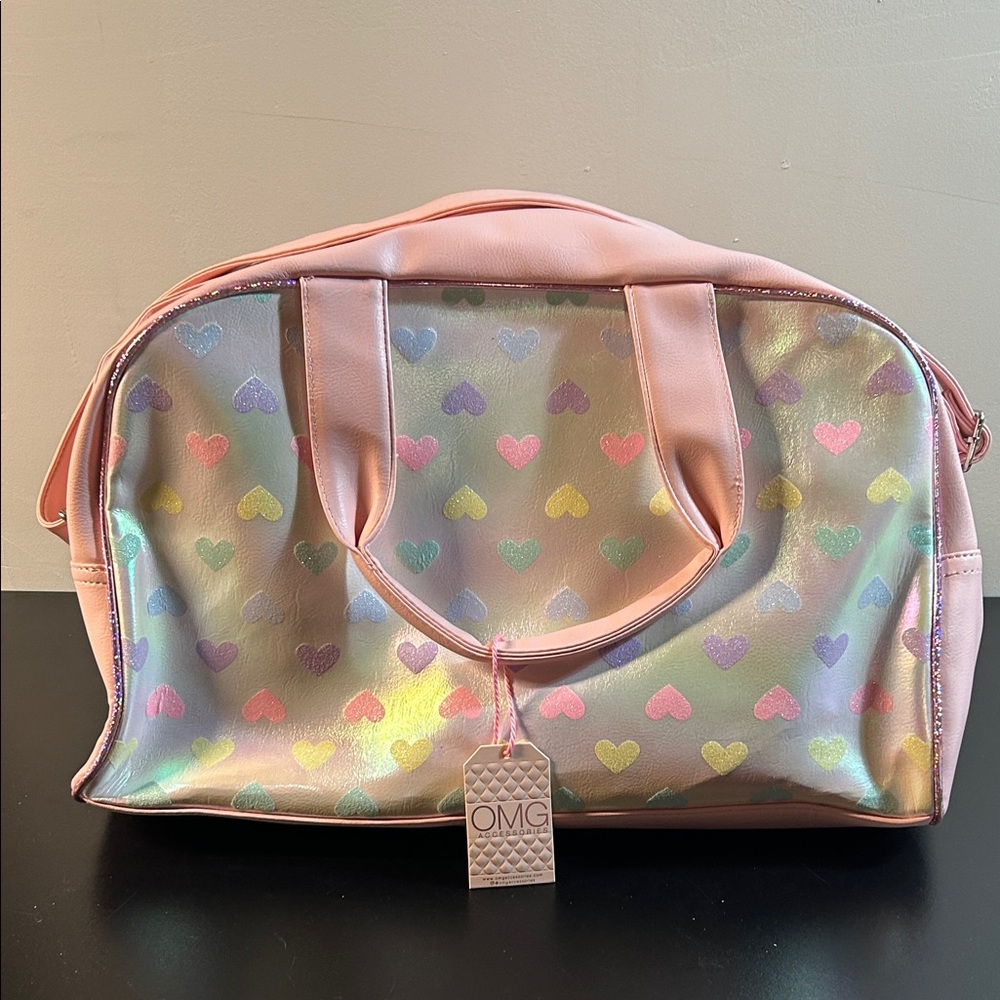OMG Pink and‎ Multicolor Heart Kids Bag